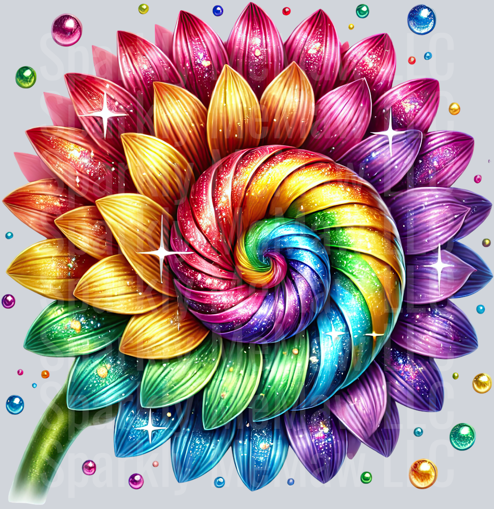 5 Rainbow Sunflower UV DTF Clip Art Decal