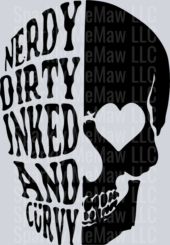 Nerdy Dirty Inked and Curvy UV DTF Decal