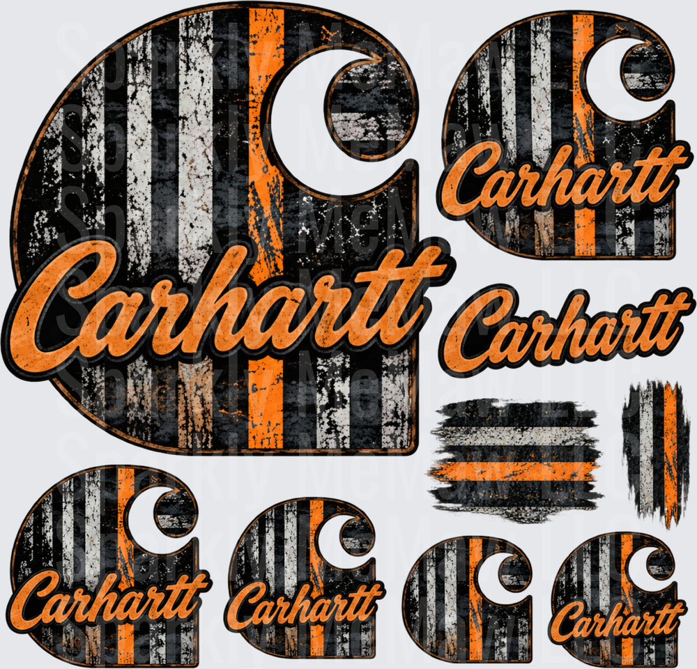 Carhartt Logo Bundle Grunge Stripe this is a 10 inch cut and stick UV Decal Sheet