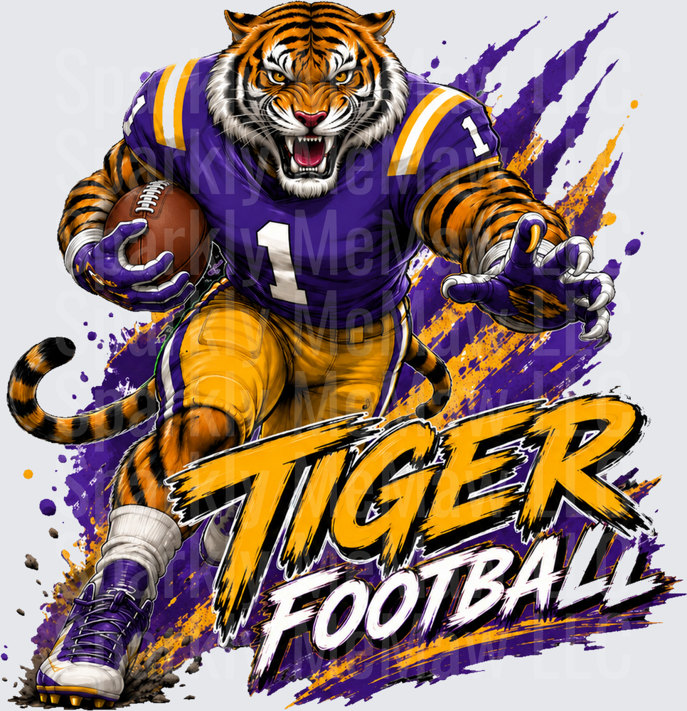 Fierce Tiger Football Mascot UV DTF Decal