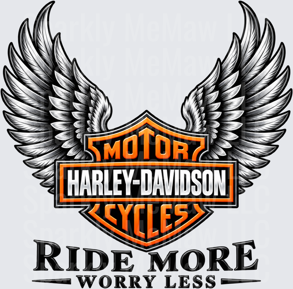 HD Wings Ride More Worry Less UV DTF Decal
