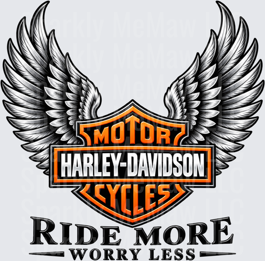 HD Wings Ride More Worry Less UV DTF Decal