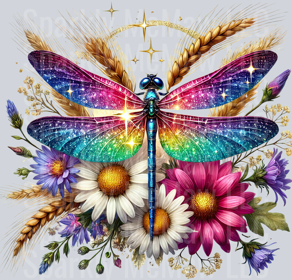 23 Floral Dragonfly UV DTF Clip Art Decal