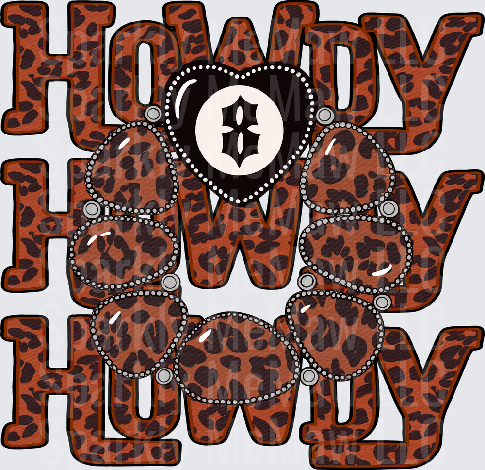 Howdy Howdy Howdy Leopard Print Western Phrase UV DTF Decal