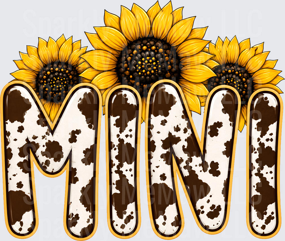 Mini Cow Print Sunflower UV DTF Decal