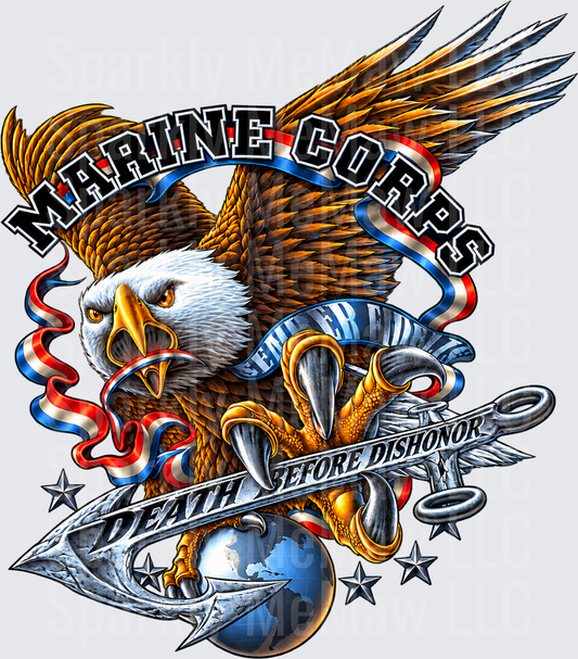 Marine Corps Eagle Death Before Dishonor DTF Transfer for Fabrics