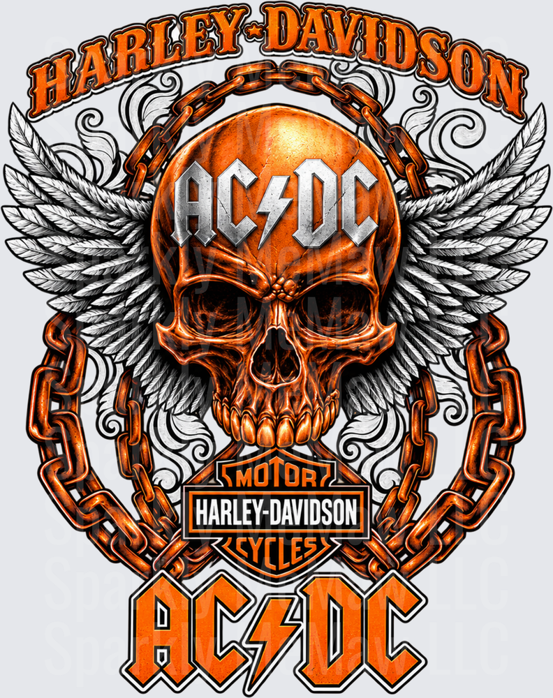 Harley Davidson AC/DC Skull This is a UV DTF Decal