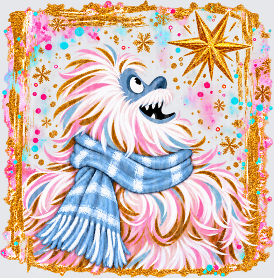 Abominable Snowman Christmas Star UV DTF Decal