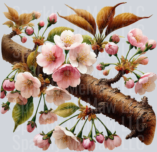 9 Cherry Blossoms Clip Art UV DTF Decal