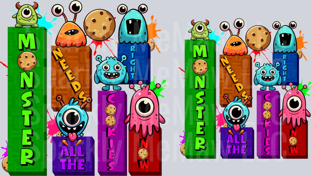 Monster Cookies Decal Set 5 and 4 inches