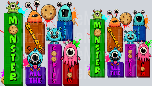 Monster Cookies Decal Set 5 and 4 inches
