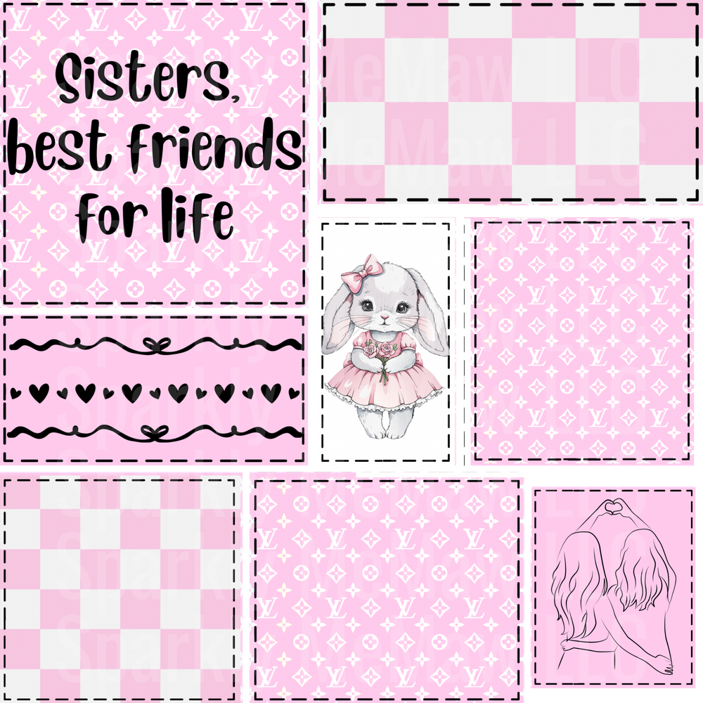 Sisters Best Friends For Life 10x10 Patch work Decal Set