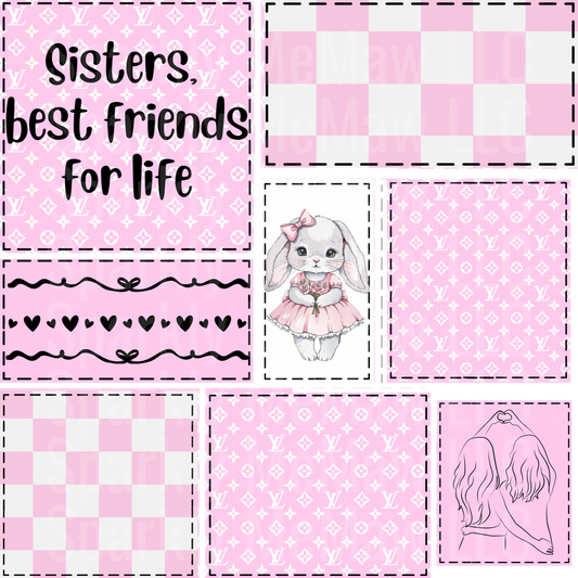 Sisters Best Friends For Life 10x10 Patch work Decal Set