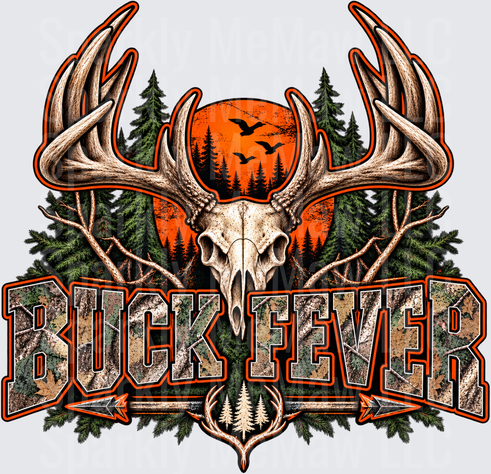 Buck Fever Deer Skull UV DTF Decal