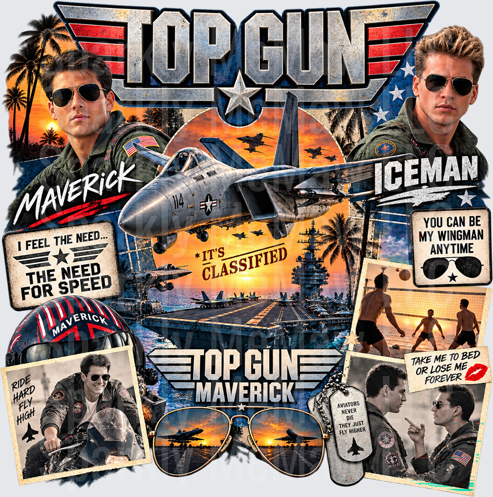 Top Gun Maverick & Iceman Collage UV DTF Decal