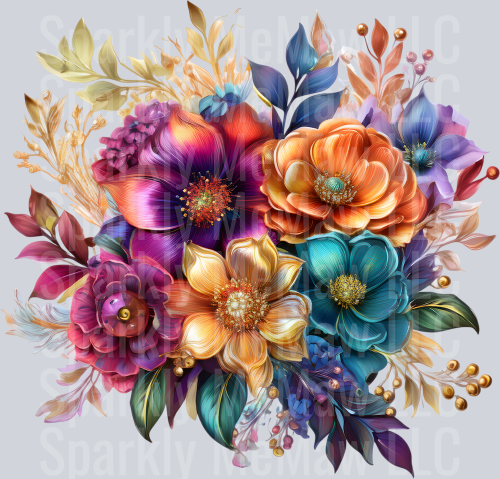 jewel tone floral clipart (70) UV DTF Decal