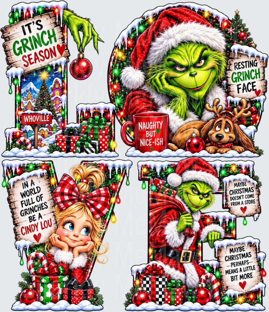 Grinch Christmas Quotes Gang is a DTF Transfer for Fabrics