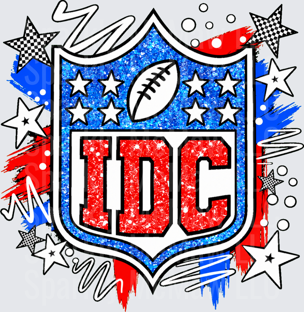 IDC Football Shield Glitter Design is a UV DTF Decal