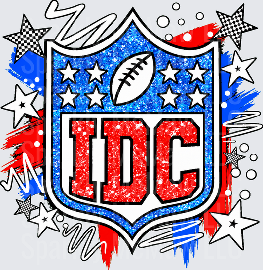 IDC Football Shield Glitter Design is a UV DTF Decal