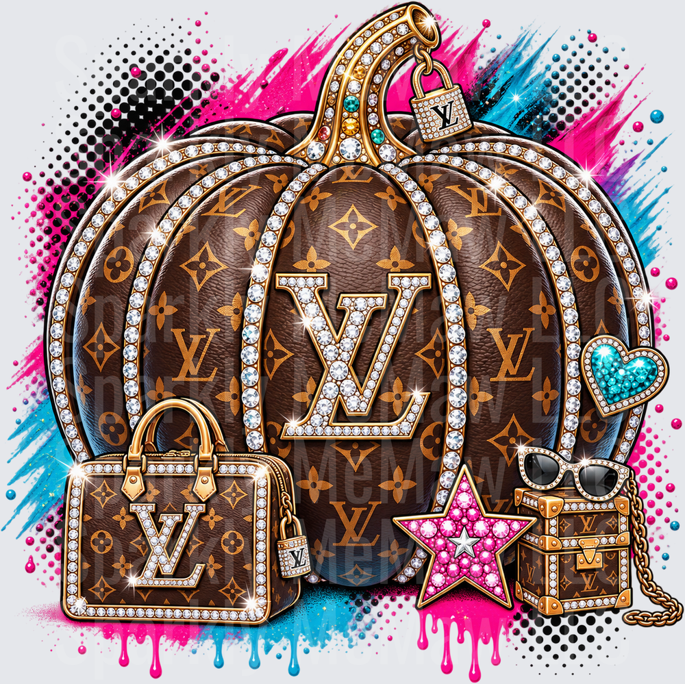 Luxury Monogram Pumpkin Bling UV DTF Decal