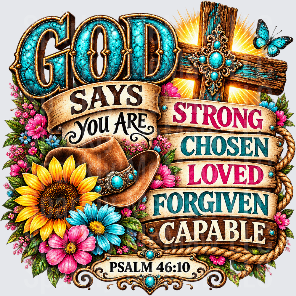 God Says You Are Strong DTF Transfer for Fabrics