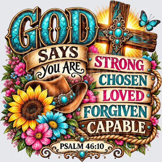God Says You Are Strong DTF Transfer for Fabrics