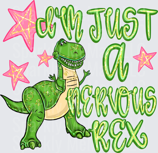 I'm Just A Nervous Rex Toy Story Rex Pink Stars UV DTF Decal