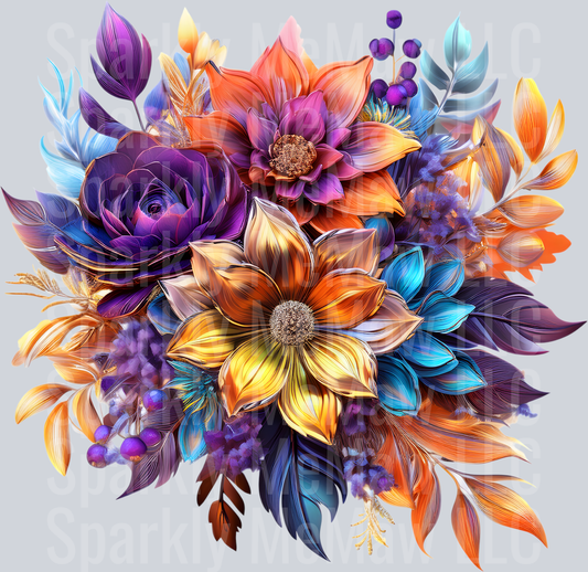 jewel tone floral clipart (178) UV DTF Decal