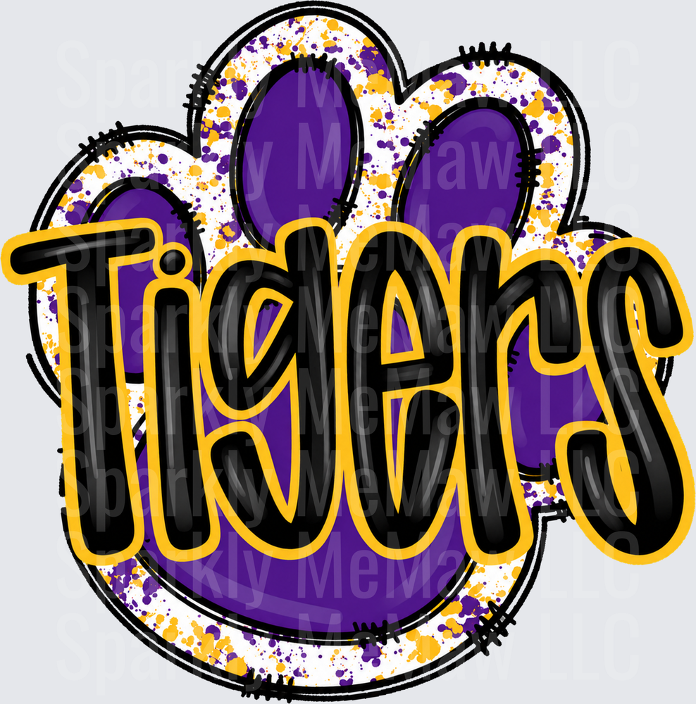 Tigers Paw Purple Gold UV DTF Decal