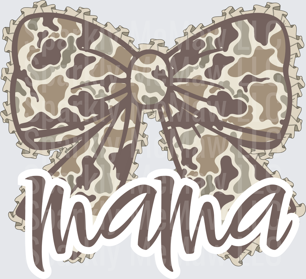 Camouflage Bow Mama DTF Transfer for Fabric