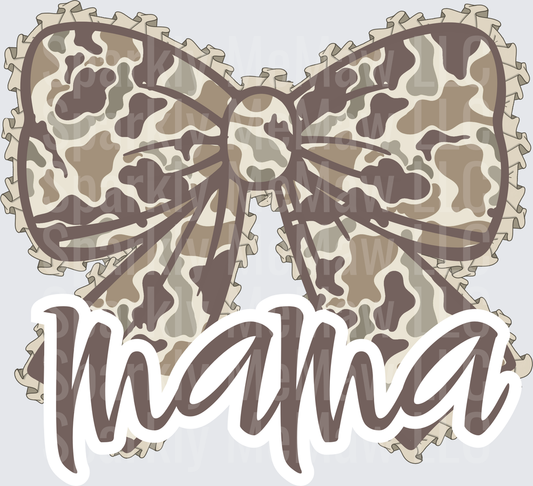 Camouflage Bow Mama DTF Transfer for Fabric