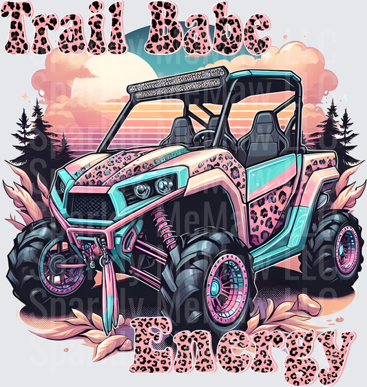 Pink Leopard Print UTV Side by Side Trail Babe Off Road Vehicle UV DTF Decal