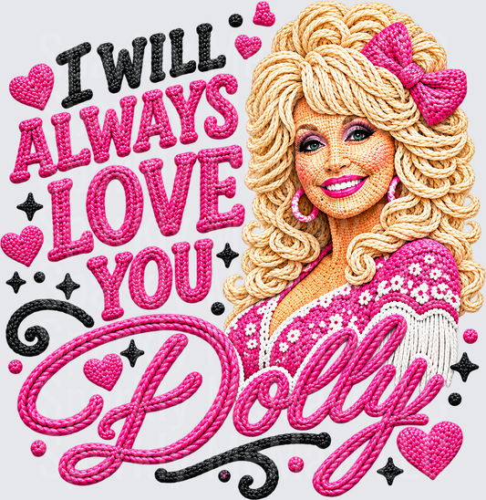 I Will Always Love You Dolly Parton Crochet Style UV DTF Decal