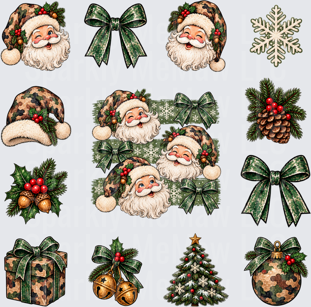 Camo Santa Christmas Gang Sheet this is a 10 inch cut and stick UV Decal Sheet