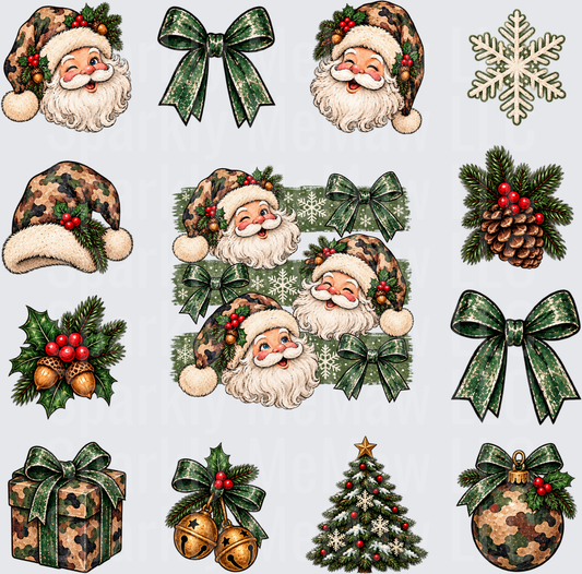 Camo Santa Christmas Gang Sheet this is a 10 inch cut and stick UV Decal Sheet