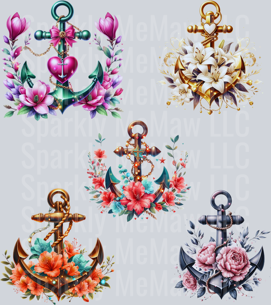 Floral.Anchor UV DTF Element Sheet