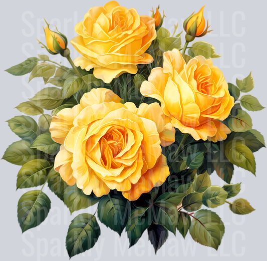 Realistic yellow rose 11 Clip Art UV DTF Decal