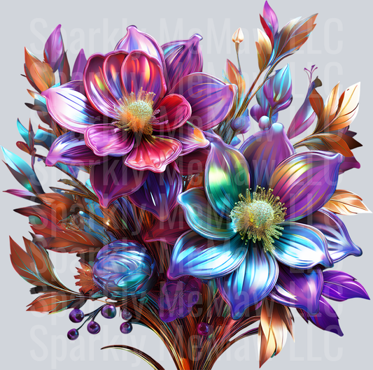 jewel tone floral clipart (39) UV DTF Decal
