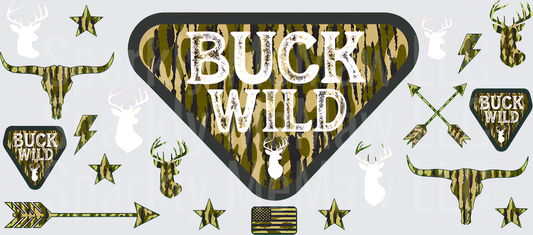 Buck Wild Camo Hunting Gang Sheet UV DTF 16 OZ Wrap
