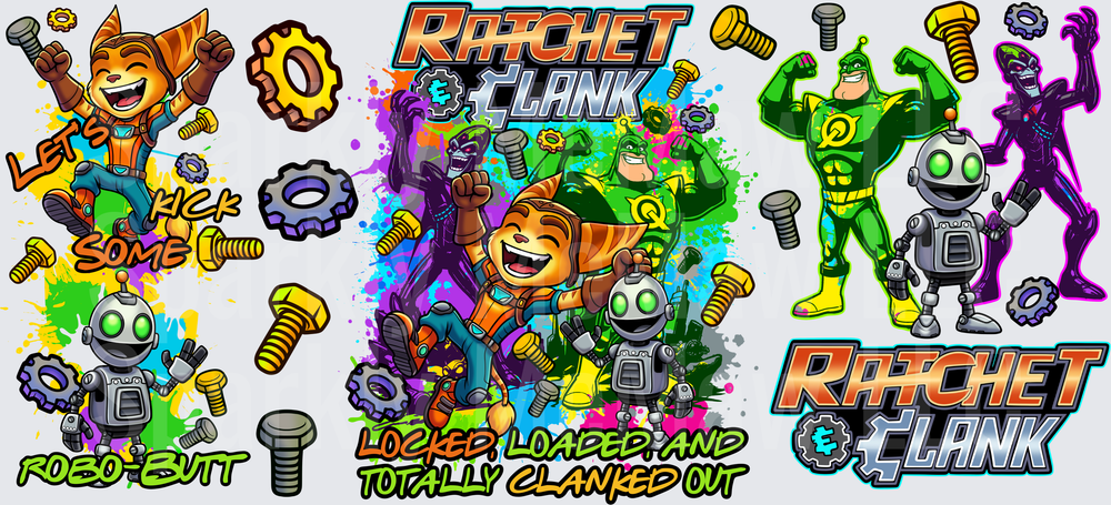 Ratchet & Clank Trio This is a UV DTF 16 OZ Wrap
