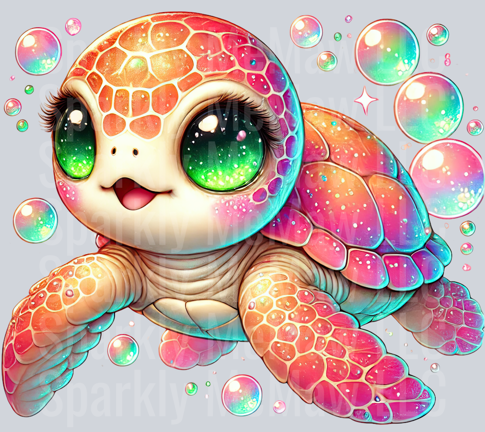 6 Colorful Turtle Clipart UV DTF Decal