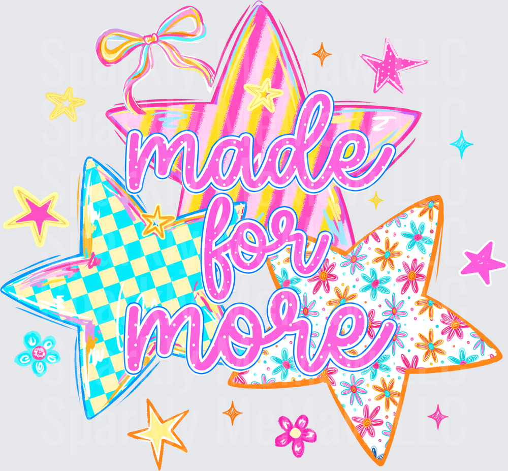 Made For More Colorful Stars and Bow UV DTF Decal