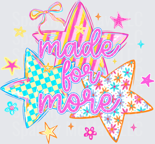 Made For More Colorful Stars and Bow UV DTF Decal