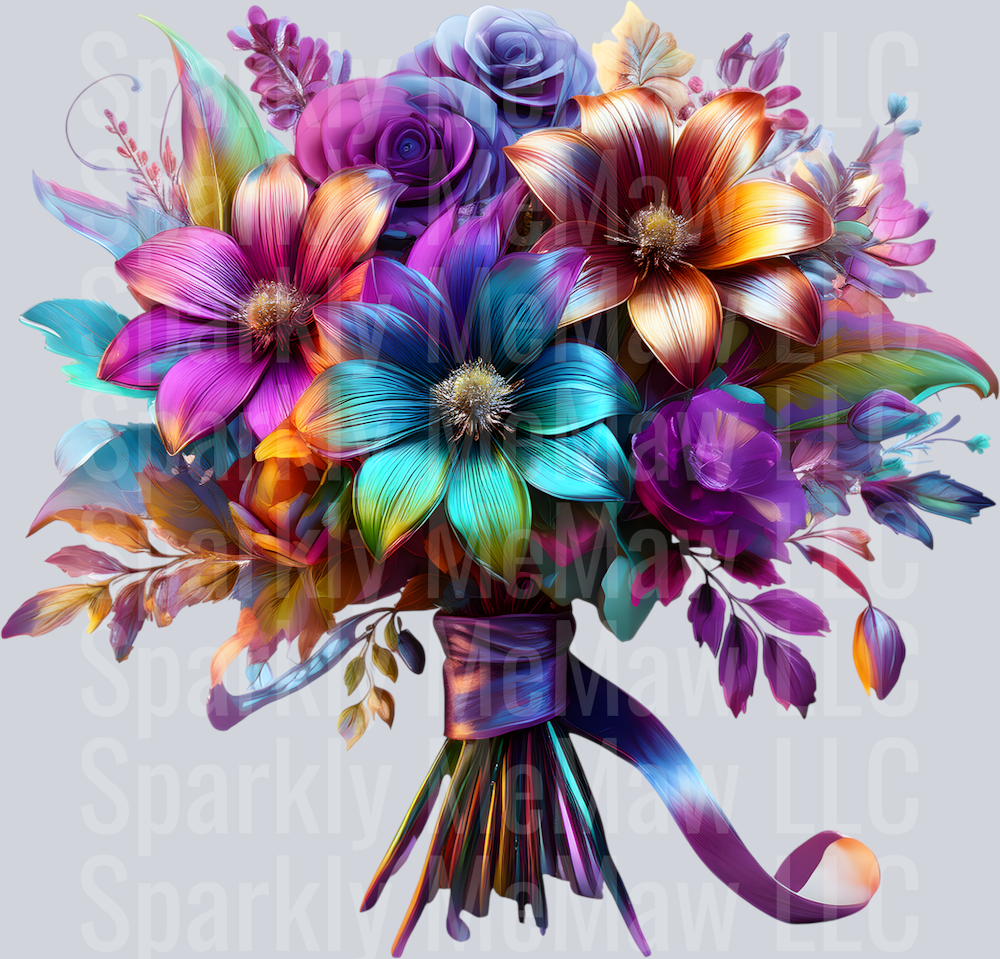 jewel tone floral clipart (51) UV DTF Decal