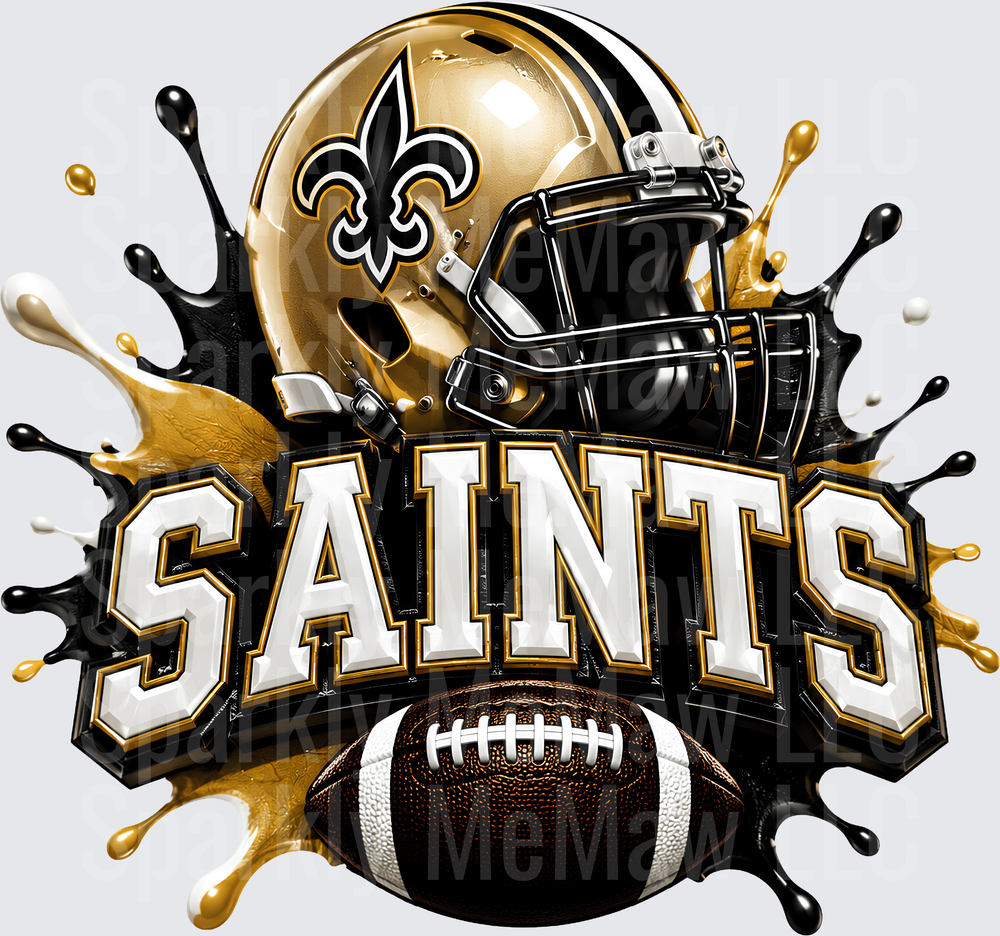 New Orleans Saints Helmet Splash UV DTF Decal