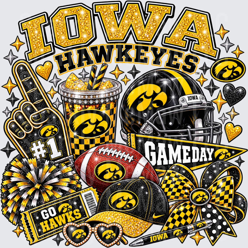 Iowa Hawkeyes Gameday Fan Collage UV DTF Decal