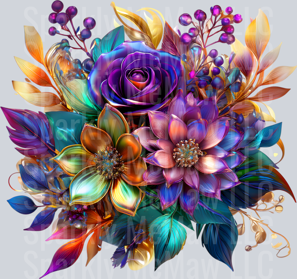 jewel tone floral clipart (78) UV DTF Decal
