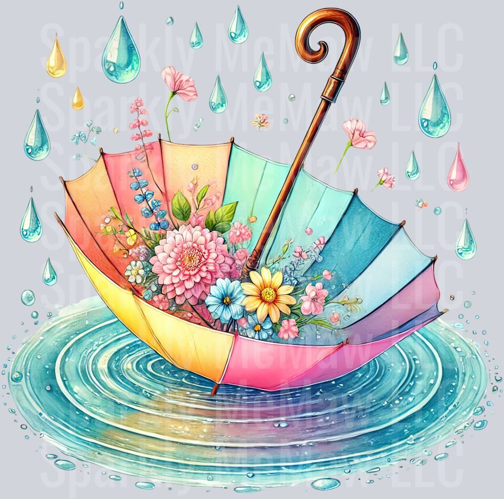 36 April Showers UV DTF Clip art Decal