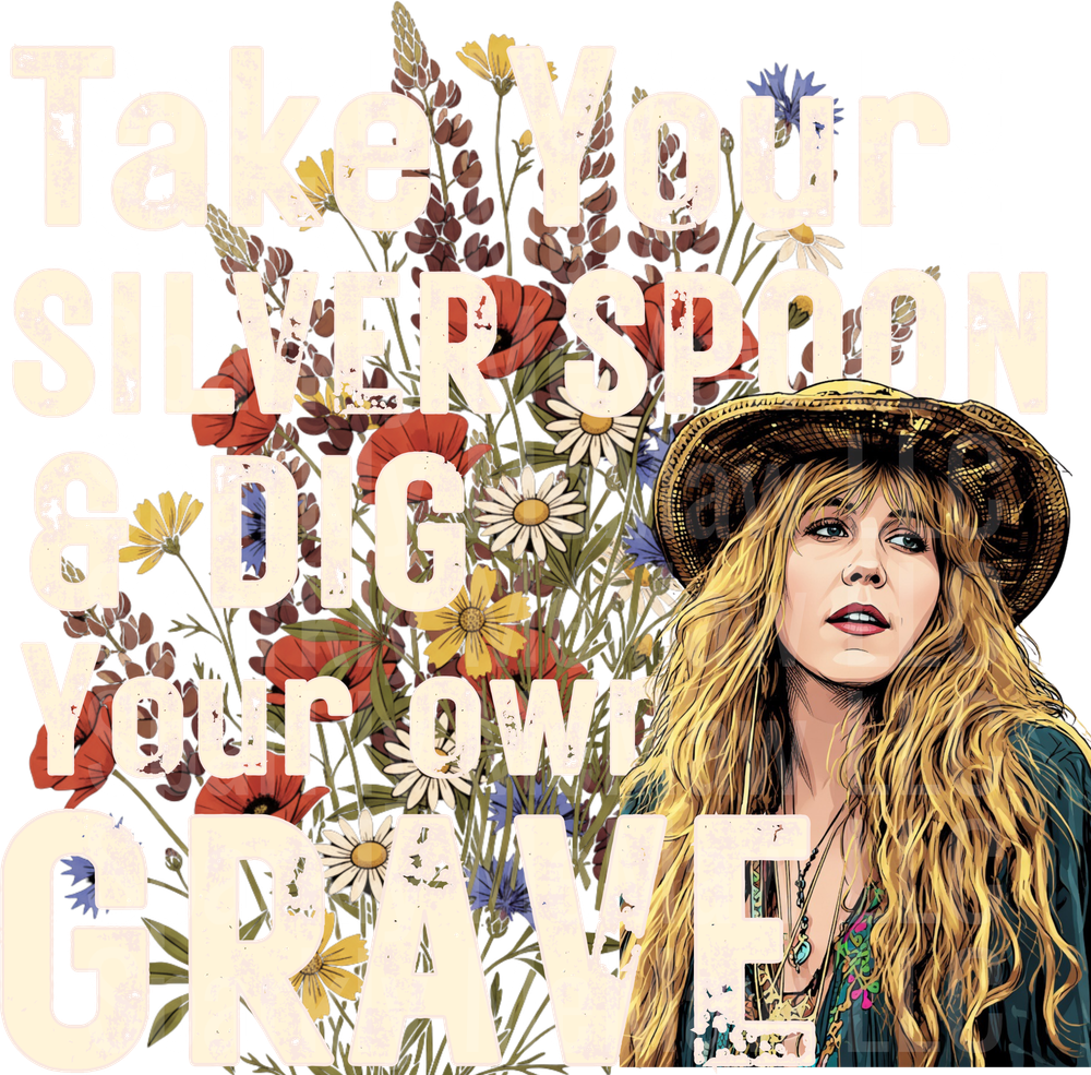 Floral Typography Quote with Boho Woman in Straw Hat UV DTF Decal
