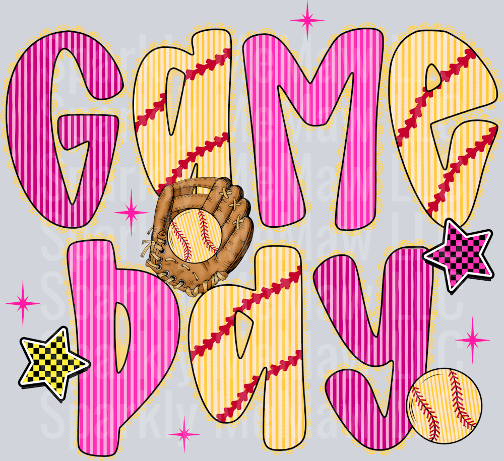 Game Day Softball Seersucker  UV DTF Decal